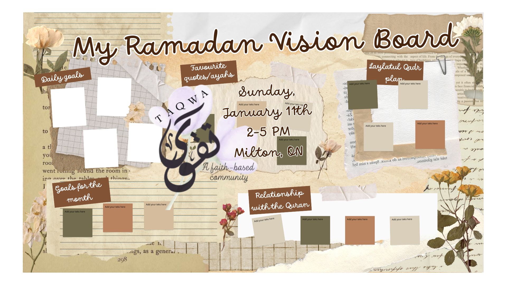 Vision and Sip - Ramadan Vision Board: اَللّهُمَّ بَلِّغْنَا رَمَضَان